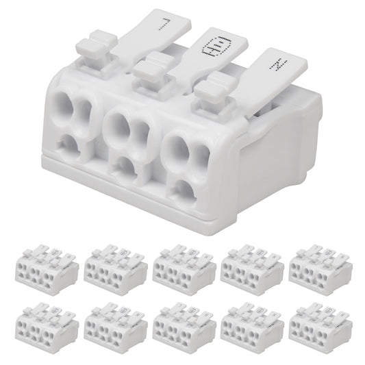 10x Lüsterklemmen mit Hebel 3-Polig Verbindungsklemmen Hebelklemme Kabelklemme