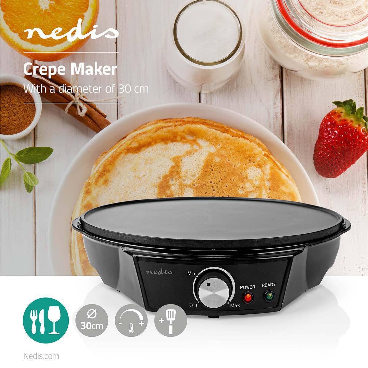 Crepe Maker 30cm mit Zubehör Creperie Crepesautomat Crepes Crepeplatte Antihaft