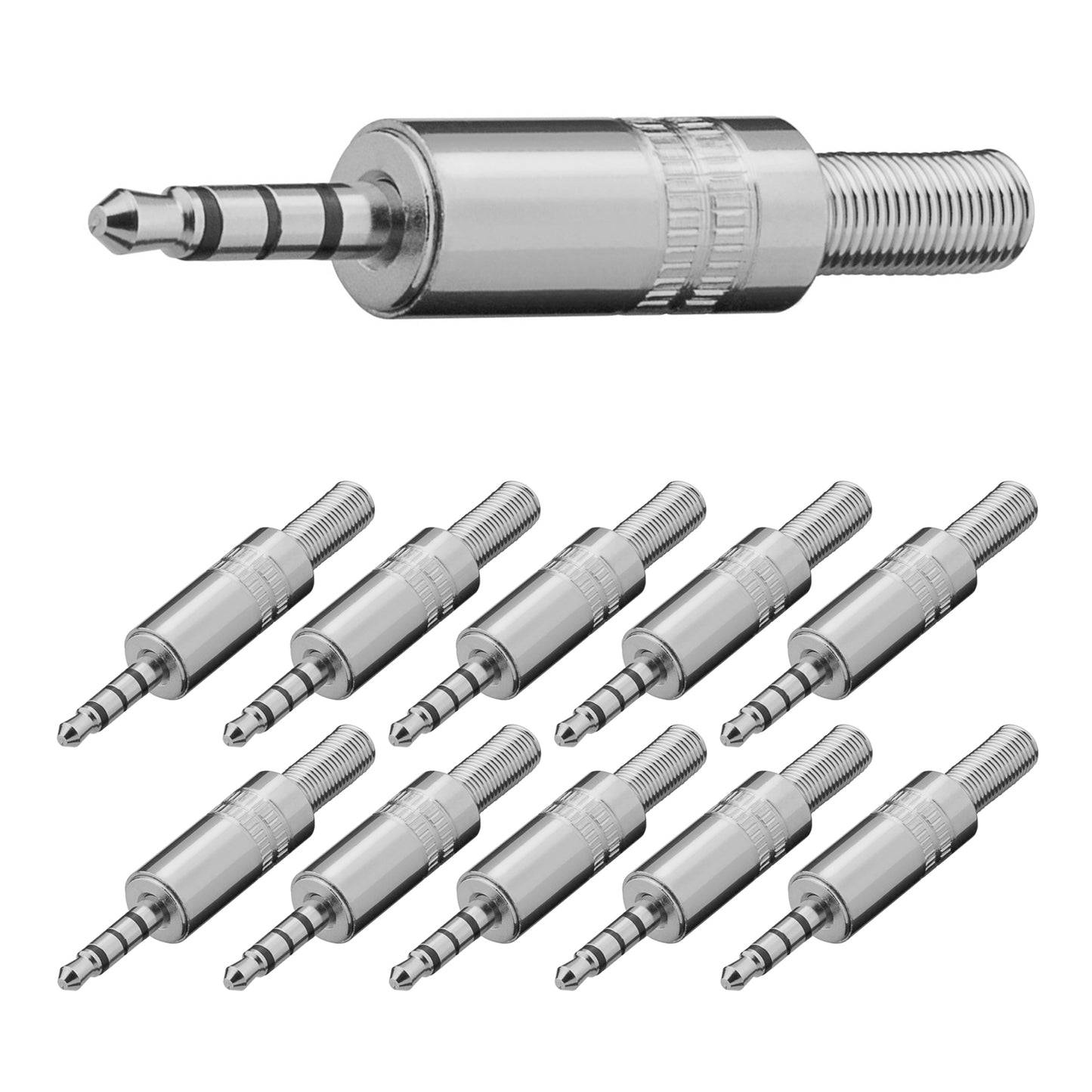10x Audiostecker 3,5mm Klinke 4-Polig Stereo Metall Klinkenstecker AUX zum Löten