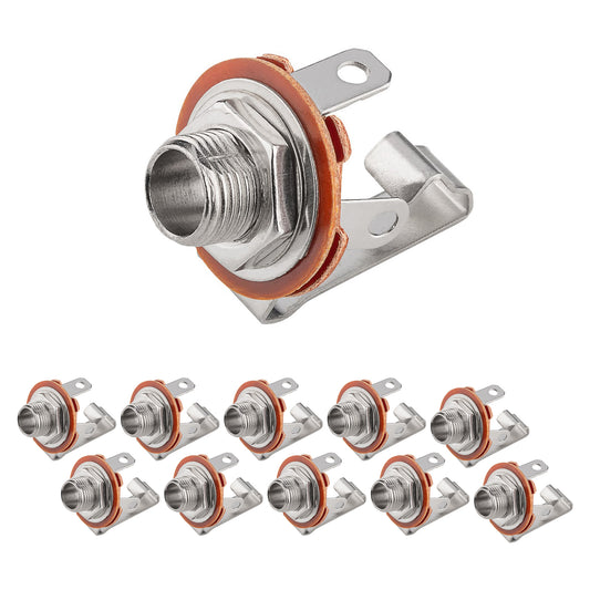 10x Klinkenbuchse 6,35mm Mono 2-polig Einbaubuchse Audio Klinke Vollmetall löten