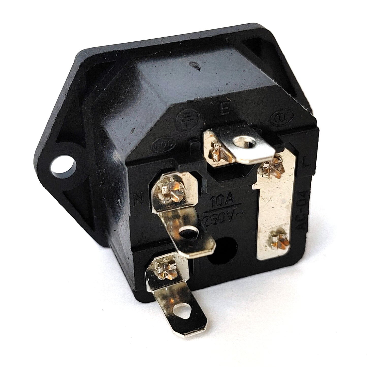 4x Kaltgeräte Einbaustecker mit Sicherungsschacht Einbaubuchse 230V Lötanschluss
