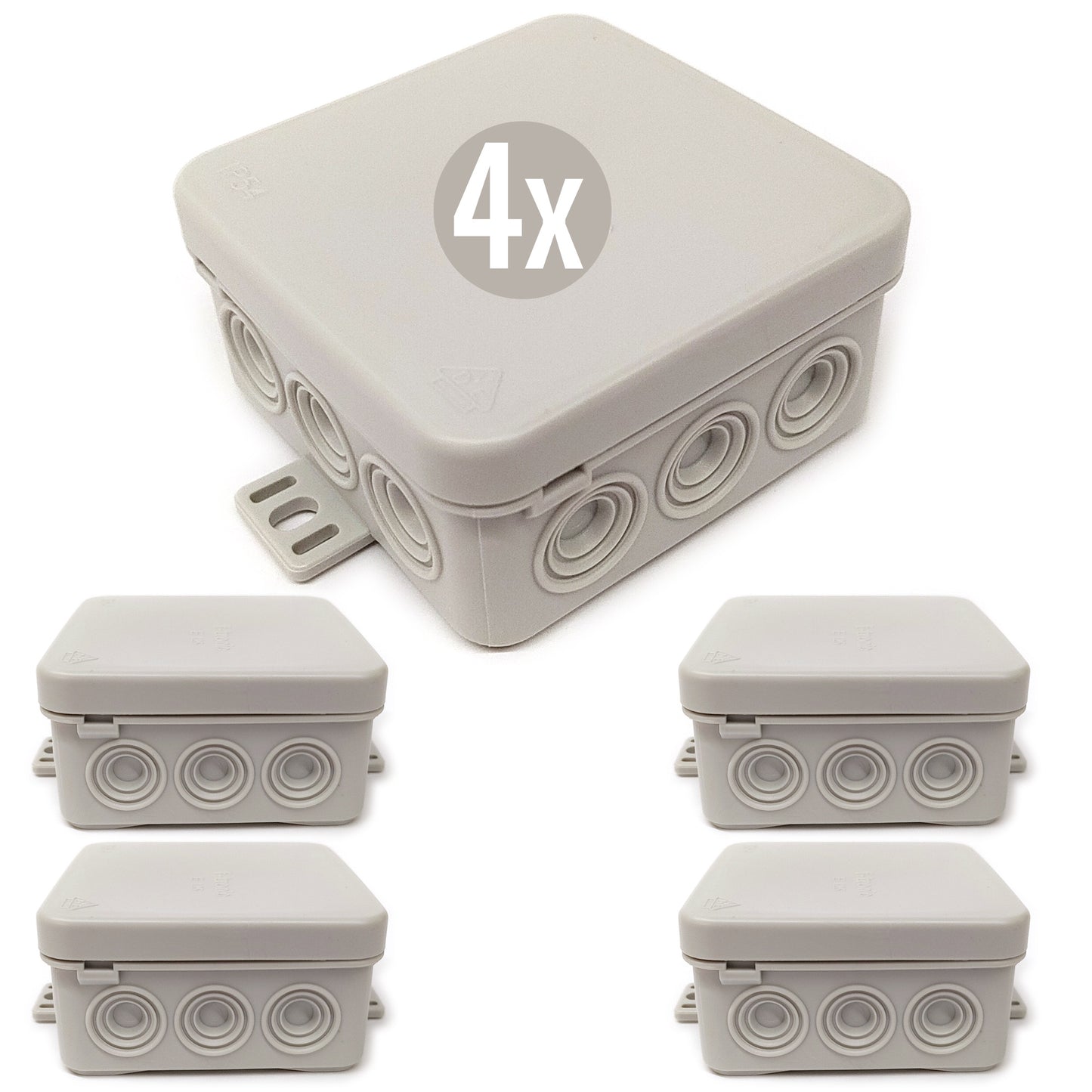 4x Feuchtraum Abzweigkasten IP54 Aufputz Abzweigdose Verteilerdose 75mm Sparpack