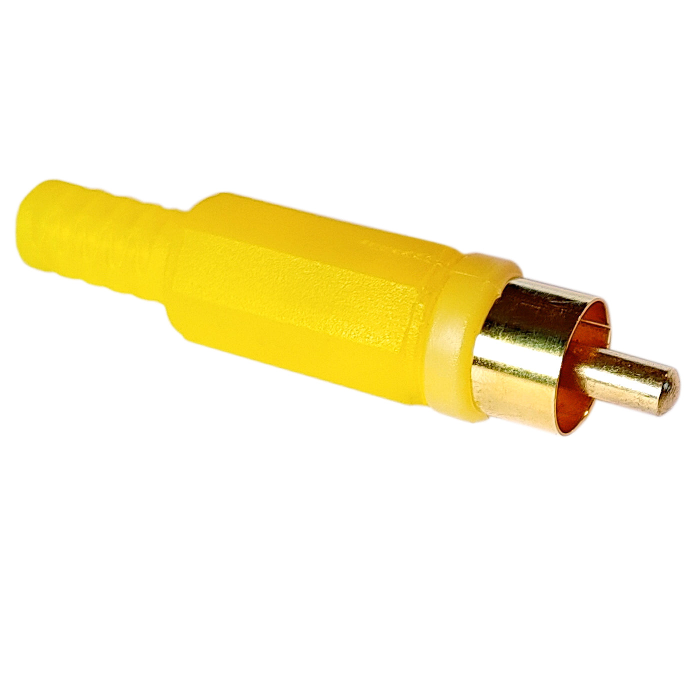 10x Cinch Stecker Gelb vergoldet z. Löten Knickschutz Audio Video Stecker Chinch