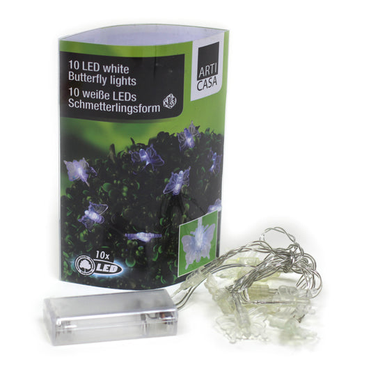 LED Lichterkette mit Batteriefach / Design: Schmetterlinge / 10 LED Dekolicht