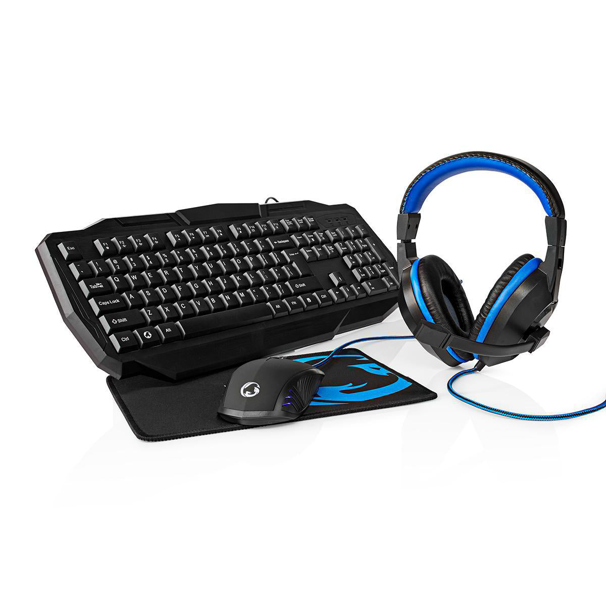 4in1 Gaming Set Tastatur Maus Headset Mauspad LED beleuchtet DE GamerKit 3200dpi