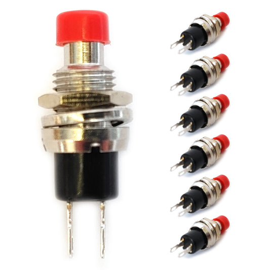 6x Einbau Drucktaster Mini Rund Rot Öffner 50V 1A 7mm 2-Kontakte 1Polig Schalter