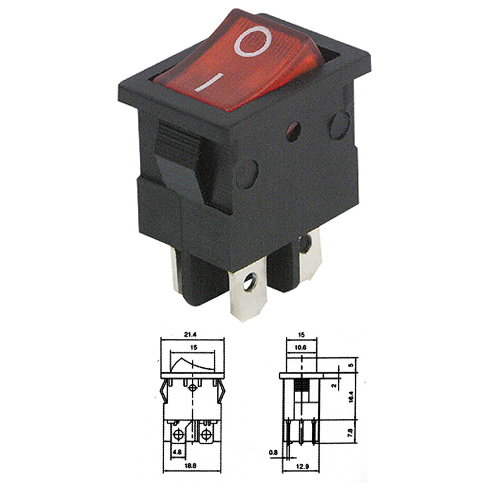 Mini Wippenschalter 4 Polig beleuchtet 250V 6A 125V 10A Ein/Aus Wippschalter Rot