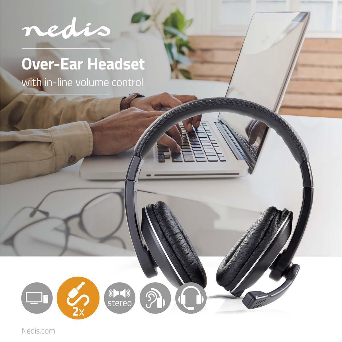 Headset Stereo Sound Mikrofon 3,5mm Klinke Über-Ohr Kopfhörer Schwarz CHST200BK
