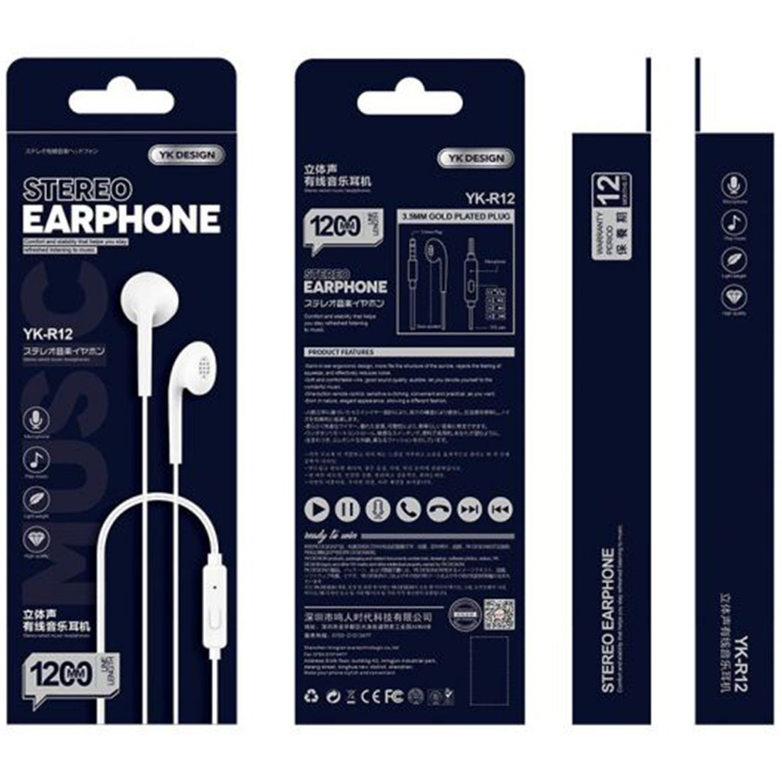 Headset Kopfhörer mit Mikrofon Weiß Ohrhörer Stereo 3,5mm Klinke in Earphone