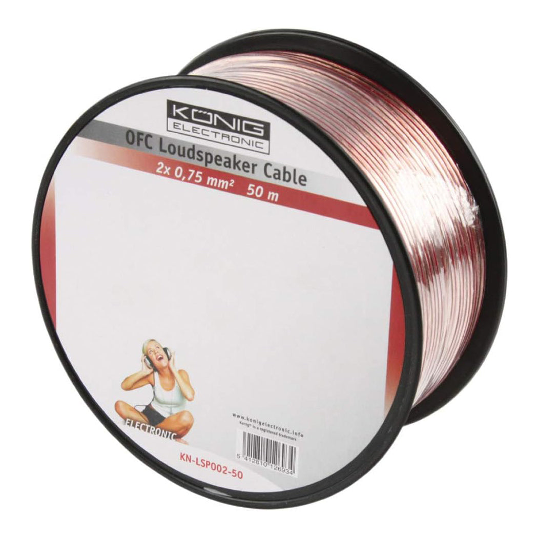 Audio Lautsprecher Kabel 50m Rolle 0,75mm² OFC Kupfer CU Litze Hifi KFZ