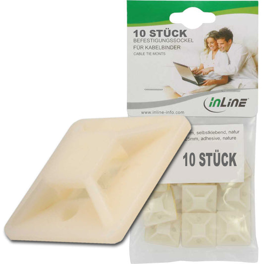 10 Stück selbstklebende Befestigungssockel für Kabelbinder 25 x 25mm Klebesockel
