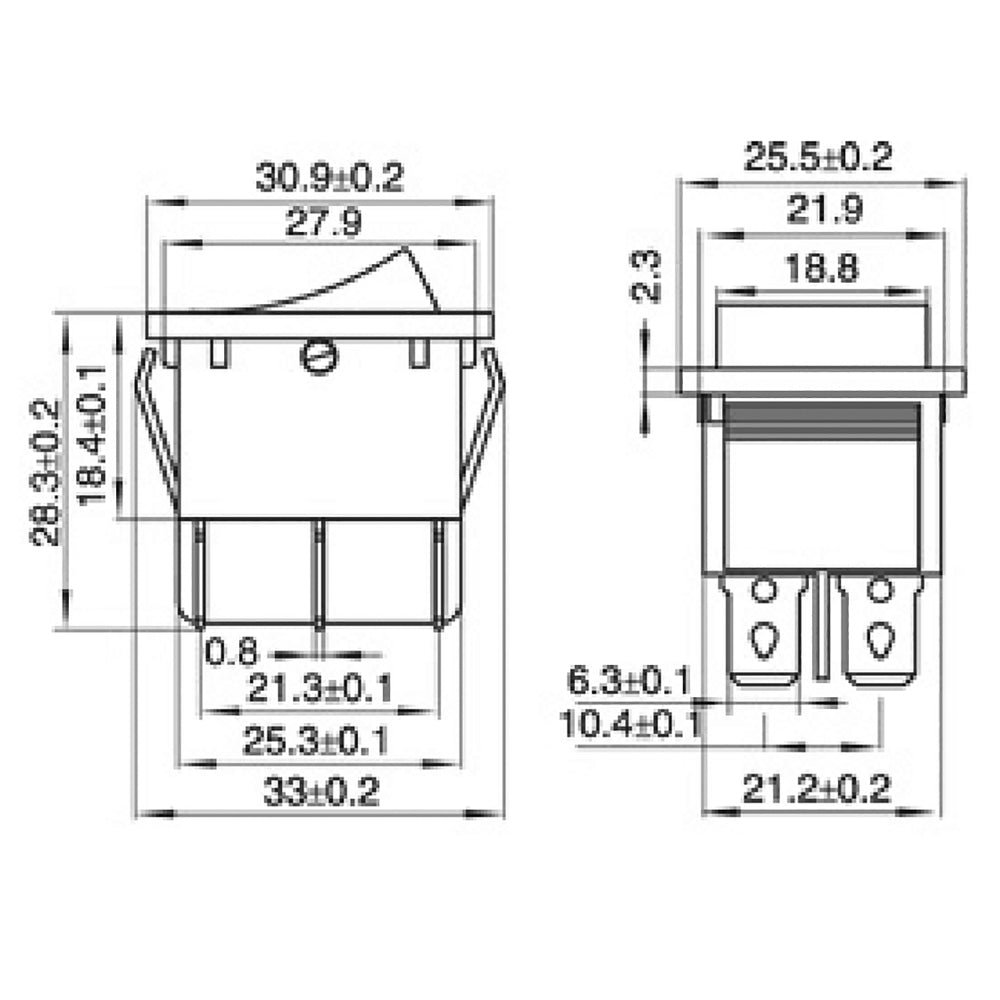 Wippenschalter 6 Polig Ein/Aus/Ein 250V 10A Kippschalter Wippschalter 3 Stellung