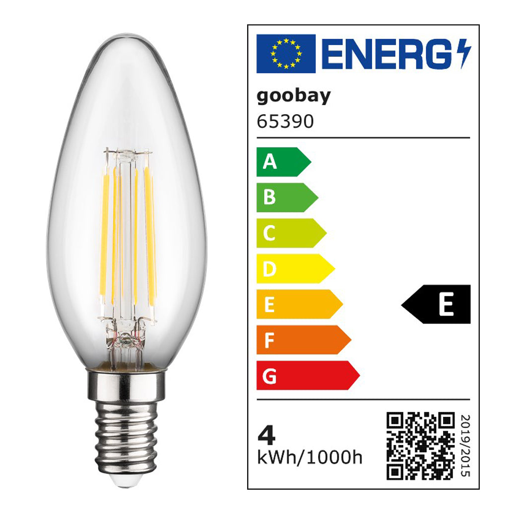 Filament LED Glühbirne E14 Kerzenform 4W Warmweiß Klar 2700K Lampe Licht