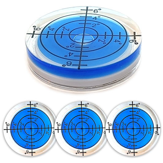 3x Wasserwaage 32 x 7 mm Blau Libellen Dosenlibellen runde Präzisions Mini Waage