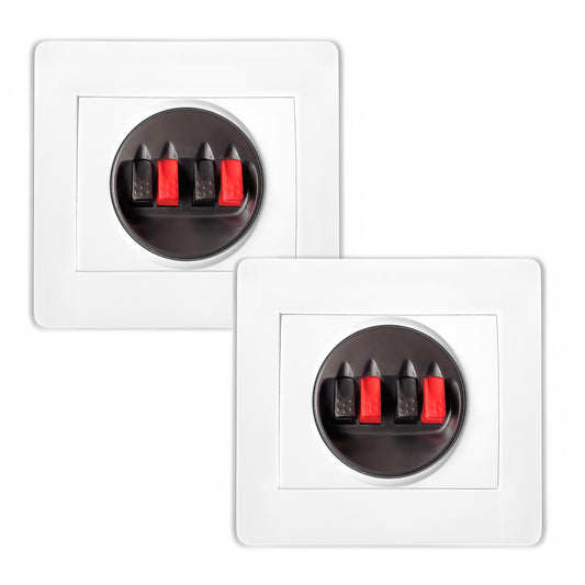 2x Lautsprecher Wand Einbaudose UP Weiß Doppelanschluss Klippfix Boxen Klemmen