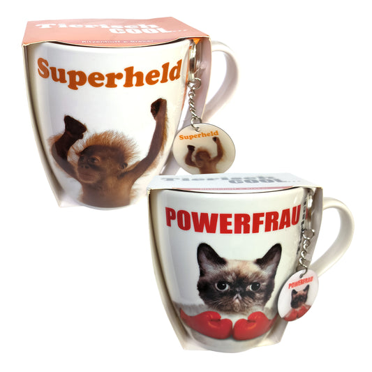 Jumbotasse Ritzenhoff & Breker 600ml XXL Porzellan Tiermotive Motto Anhänger Set