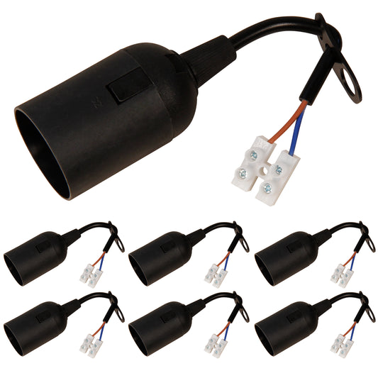 6x Renovierfassung E27 Kabel Baufassung Lampenfassung Baustellenfassung Schwarz