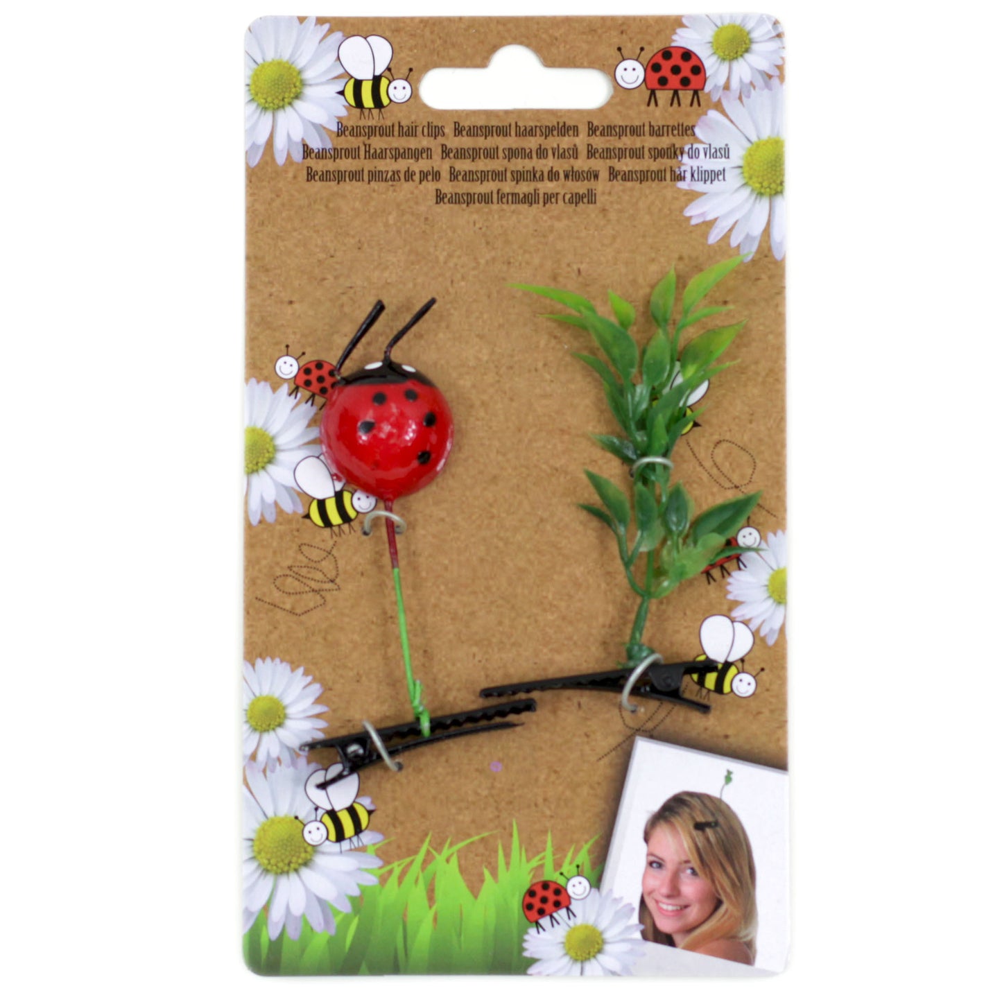 6 Stück Haarspange f. Kinder / Blumen, Marienkäfer, Erdbeere Haarklammer Schmuck