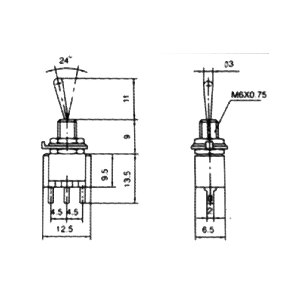 Mini Kippschalter 3 Polig 250V 3A Ein/Ein Miniatur KFZ Schalter mit Lötösen