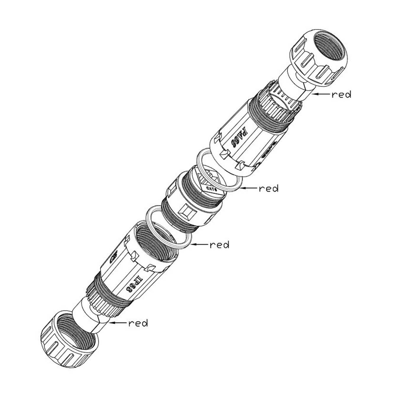 Outdoor Netzwerkkabel Verbinder CAT 6 IP68 RJ45 Wasserdicht Lan Patch Kupplung