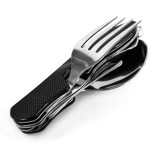 Multifunktions-Essbesteck 4tlg. Outdoorset Militär Camping Messer Gabel Löffel