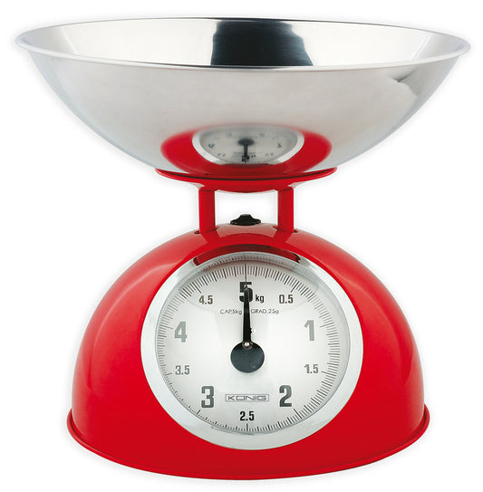 Retro Küchenwaage Rot Analog Edelstahlschüssel Mechanisch Kochen Backen