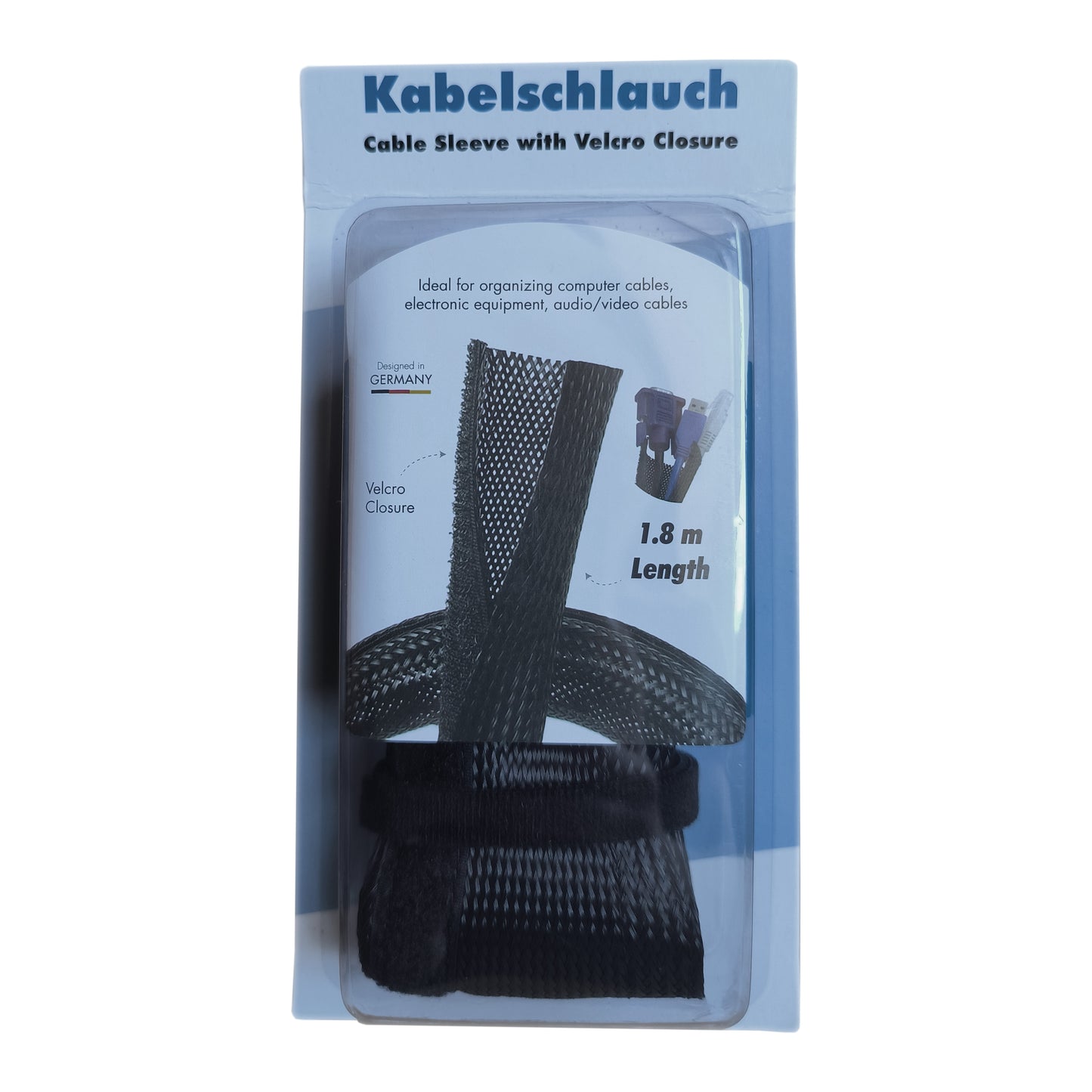 Kabelschlauch 1,8m Klett-Gewebeschlauch Geflechtschlauch Kabel Organizer Schutz