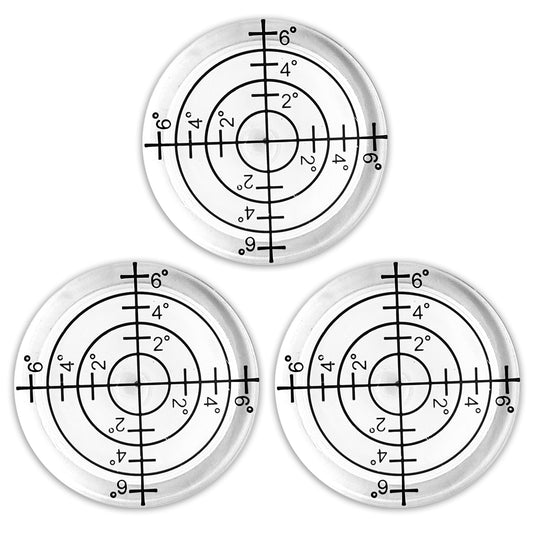 3x Wasserwaage 32 x 7 mm Weiß Libellen Dosenlibellen runde Präzisions Mini Waage