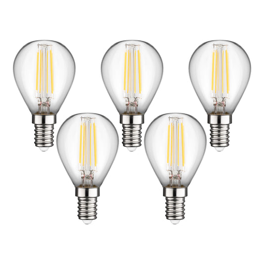 5x Filament LED Glühbirne E14 Mini Globe Rund 4W Warmweiß Klar 2700K Lampe