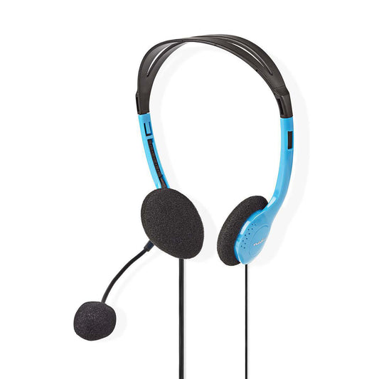 Headset Blau Stereo Sound Mikrofon 3,5mm Klinke Über-Ohr Kopfhörer PC Leicht