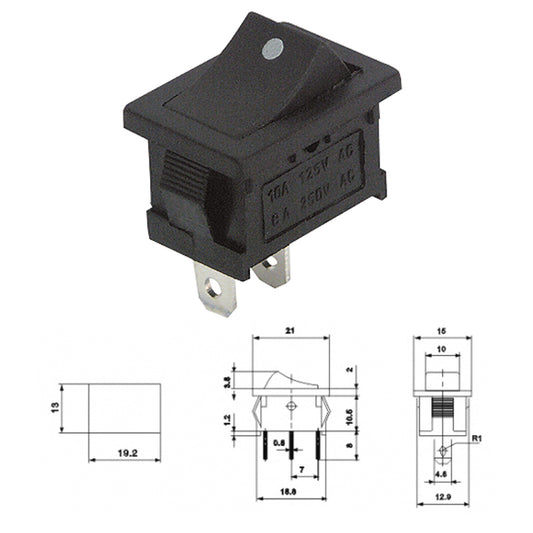 Mini Wippenschalter 2 Polig 250V 6A 125V 10A Ein/Aus Wippschalter Kippschalter