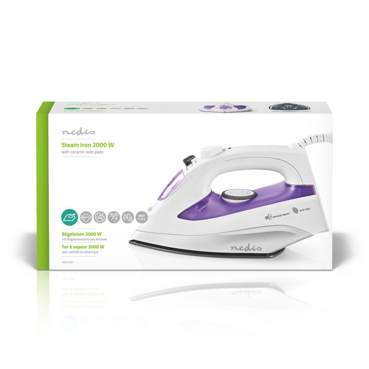 Bügeleisen 2000W Keramisch Dampfbügeleisen Dampfstoß Sprühfunktion Anti-Kalk