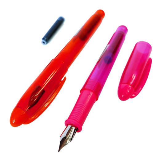 Füllfederhalter 2-Stück-Set +Tintenpatronen Orange Pink Füllhalter Schulfüller