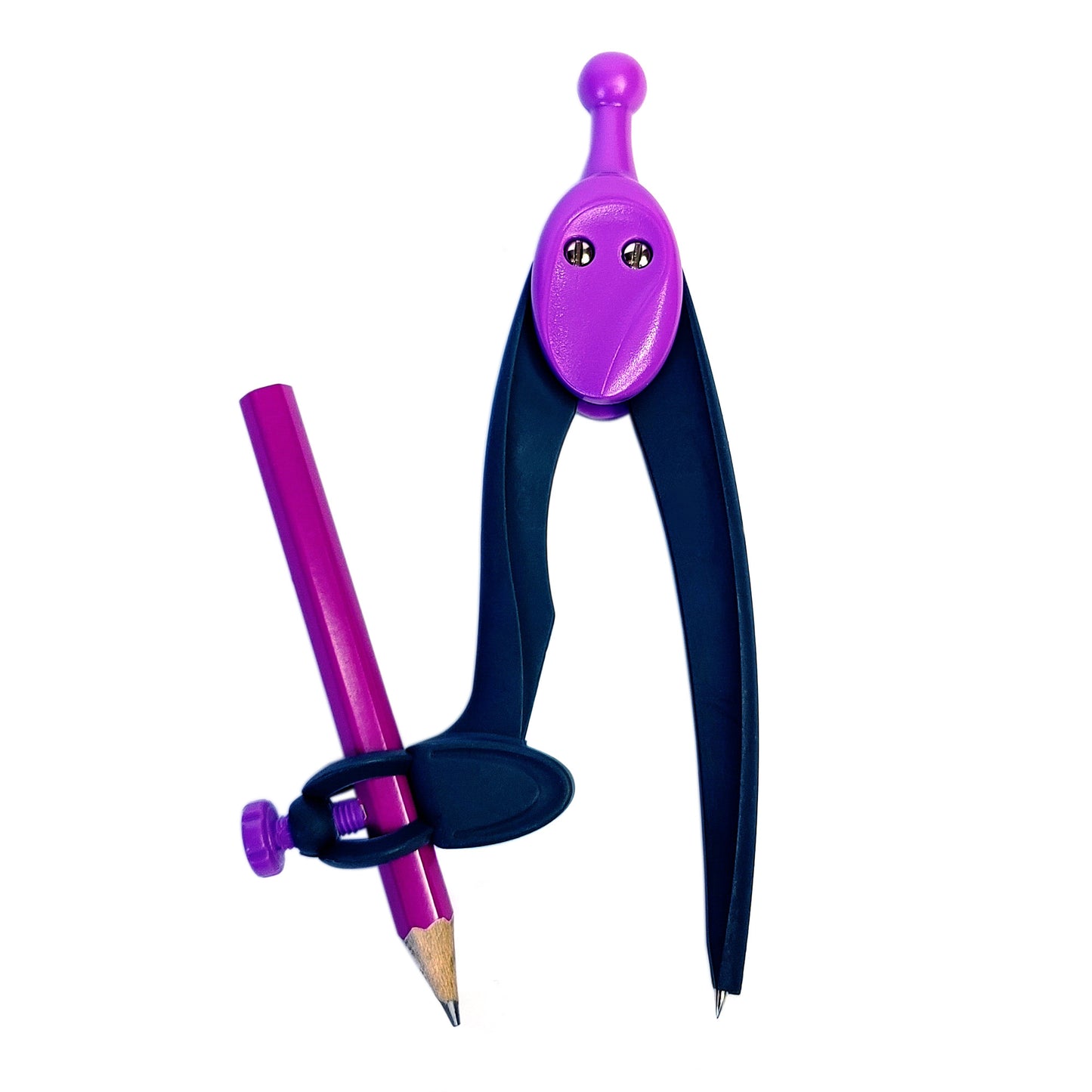 Zirkel mit Stifthalter und Bleistift Blau Grün Lila 360° Geometrie-Schulzirkel