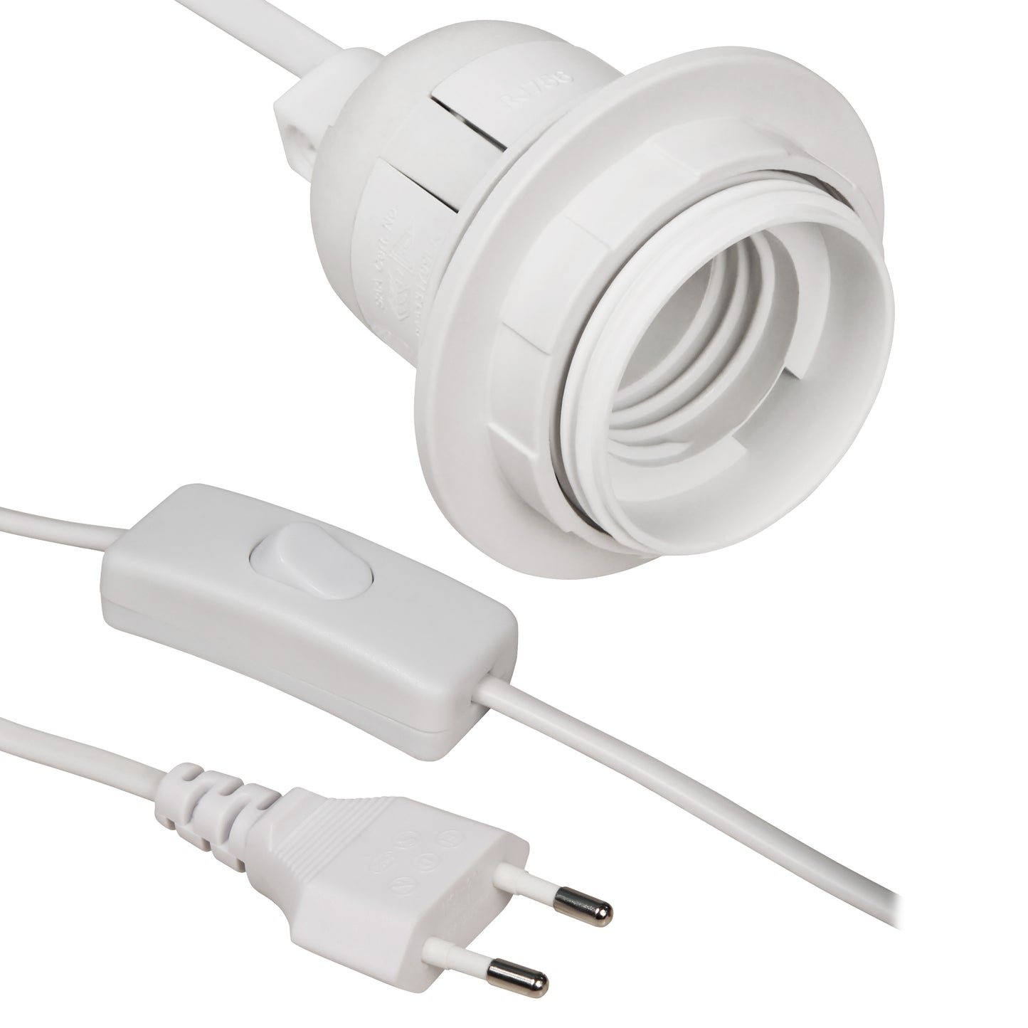 Netzkabel mit Schnurschalter u. E27 Lampenfassung 3,5m Eurostecker Baufassung