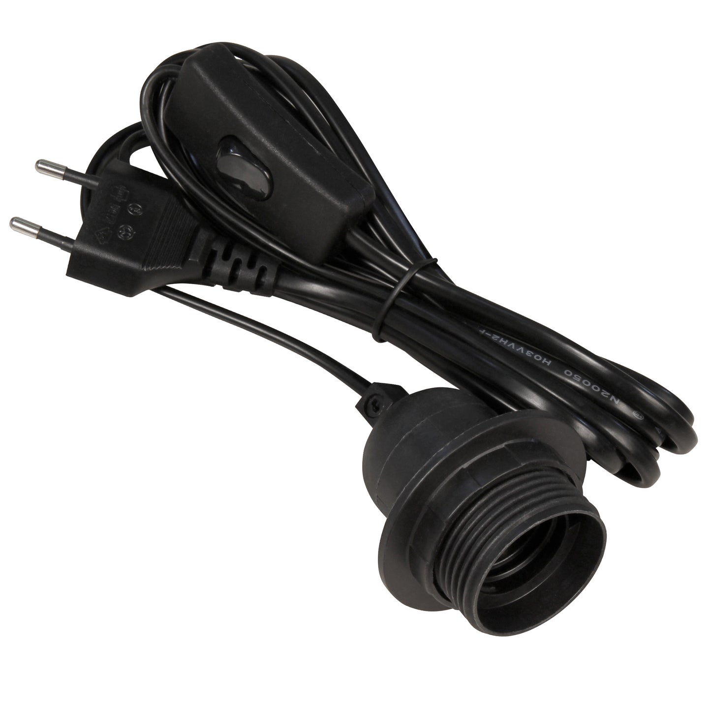 Netzkabel mit Schnurschalter u. E27 Lampenfassung 3,5m Eurostecker Baufassung