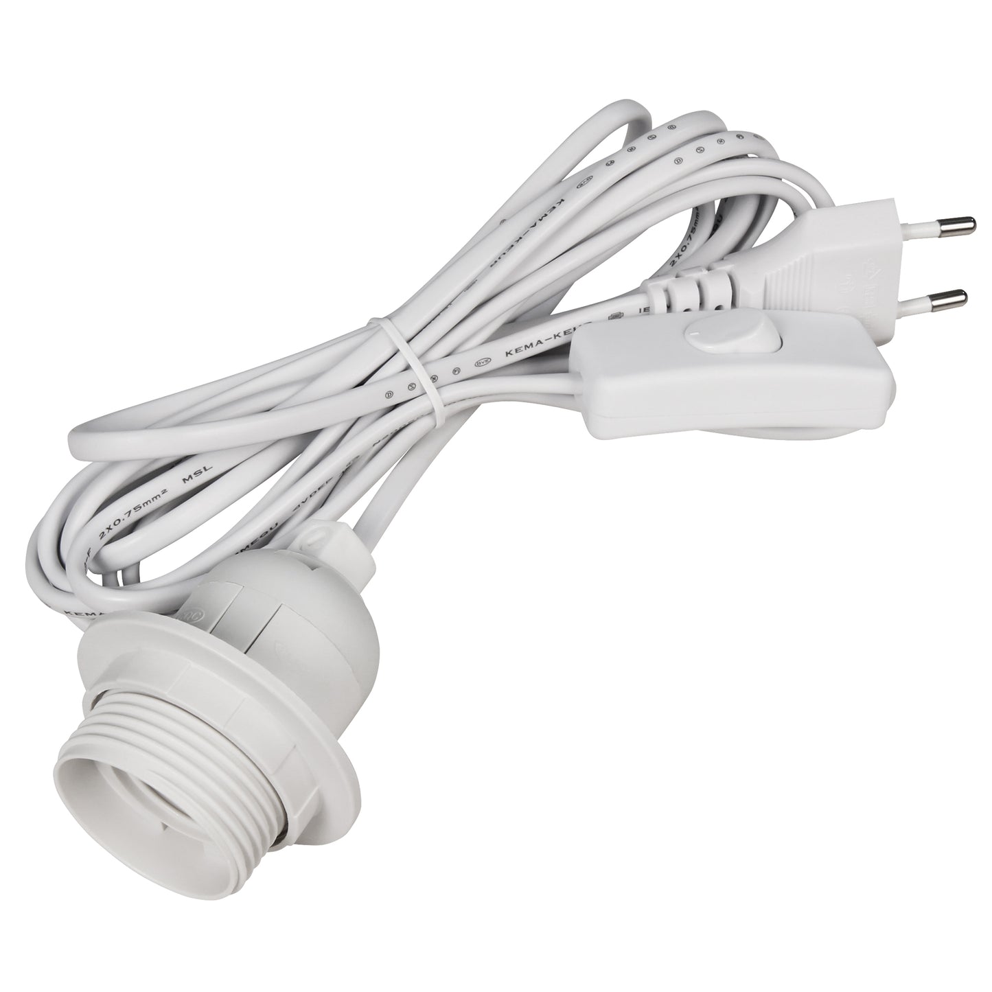 Netzkabel mit Schnurschalter u. E27 Lampenfassung 3,5m Eurostecker Baufassung
