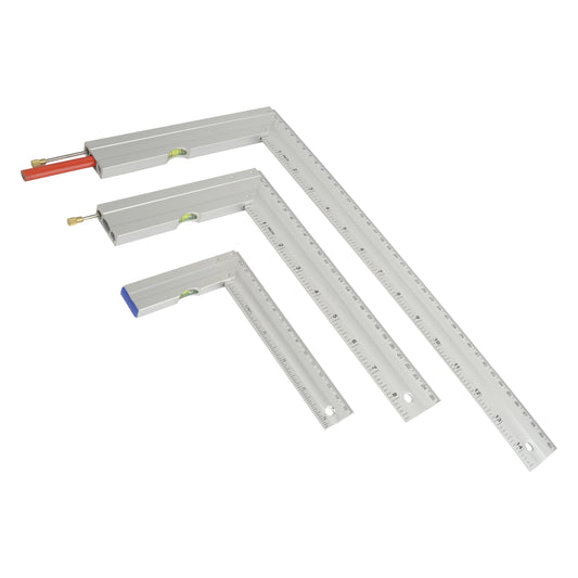 Anschlagwinkel Set mit Anreißer Bleistift Wasserwaage Aluminium Anreißwinkel