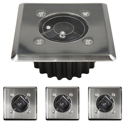 4x LED Solar Bodeneinbauleuchte Edelstahl m. Akku Set Bodeneinbaustrahler Lampe
