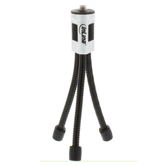 Flexibles Mini Tischstativ / InLine / 120 mm / 50g / Metallfüße / Gummikappen