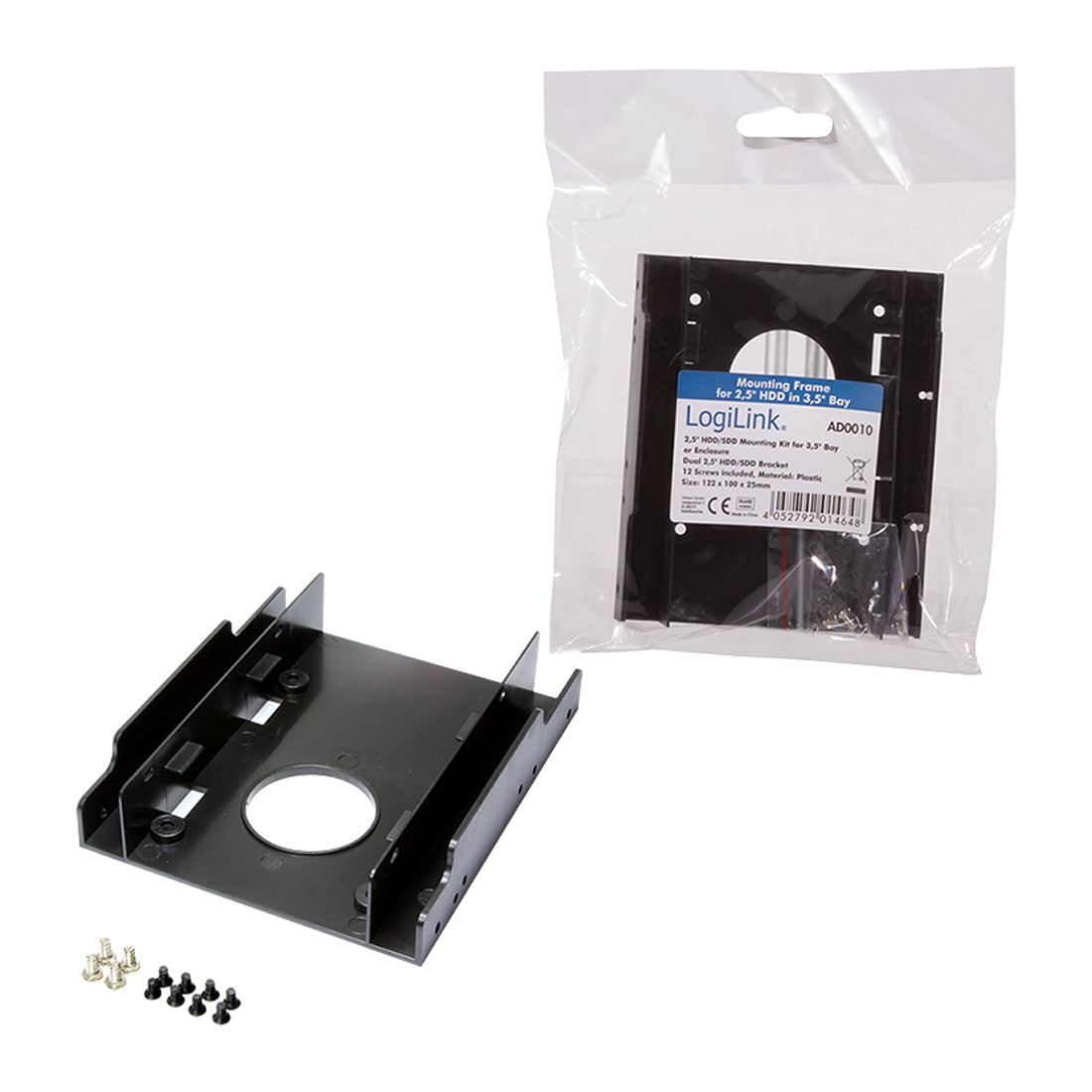 Einbaurahmen HDD SSD 2x 2,5" auf 1x 3,5" Festplatten Laufwerksschacht Adapter