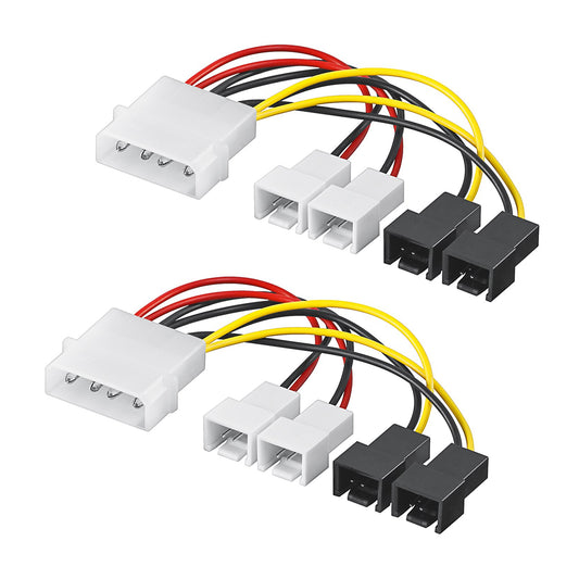 2x PC Lüfter Stromkabel 5,25" auf 2x 12V / 2x 5V Stecker 4-fach Verteiler