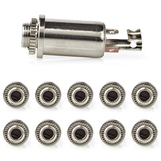 10x Klinkenbuchse 3,5mm Stereo Rund Aux Einbaubuchse Audio Klinke Vollmetall Set