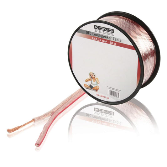 Audio Lautsprecher Kabel 50m Rolle 0,75mm² OFC Kupfer CU Litze Hifi KFZ