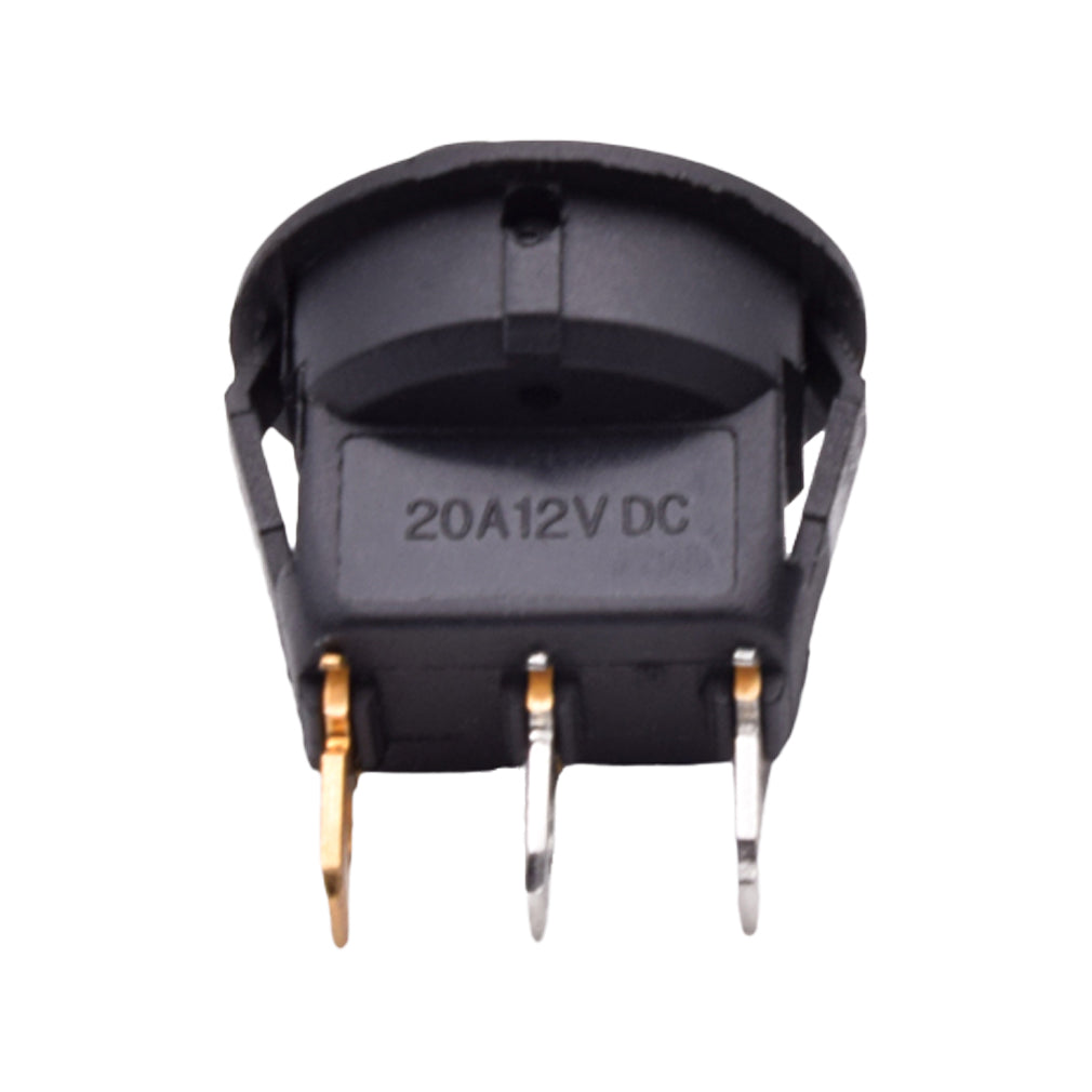 KFZ Wippschalter rund 1-Polig 3-Kont. LED grün 12V 24V 20A Ein/Aus 20mm Schwarz