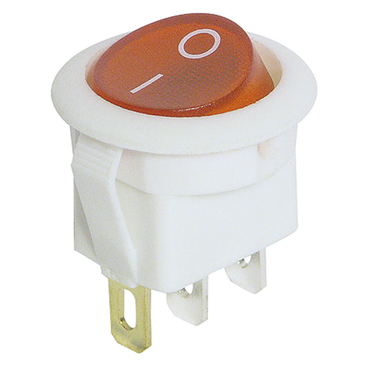 Wippenschalter rund 3-Pol. 1UM beleuchtet 250V 6A Ein/Aus 20mm Wippschalter Weiß