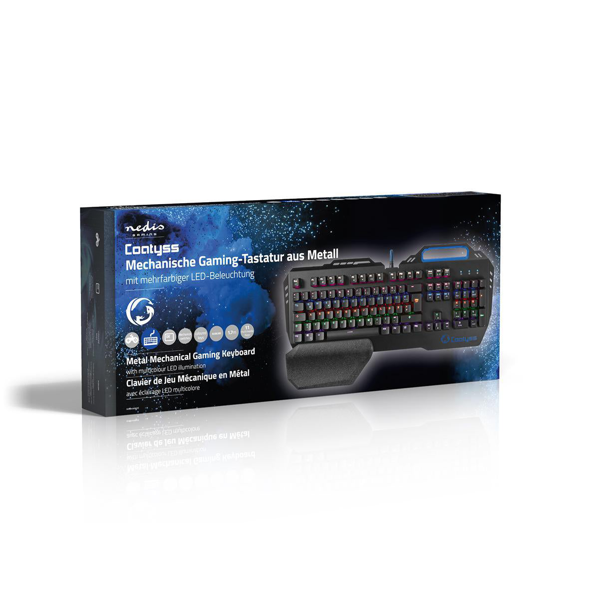 Gaming Tastatur Metall LED RGB Beleuchtung USB Keyboard Telefonhalter QWERTZ