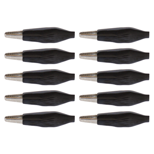 10x Krokodilklemmen Schwarz 55mm isoliert Prüfklemmen Krokoklemmen Messklemmen