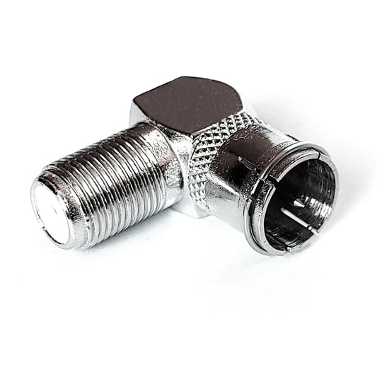 Adapter F-Quick-Stecker zu F-Buchse 90° gewinkelt Metall F-Kupplung TV Sat HDTV