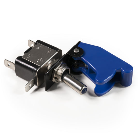 Kill-Switch m. LED u. Schutzkappe Blau 2 Polig 12V 20A KFZ Kippschalter Klappe